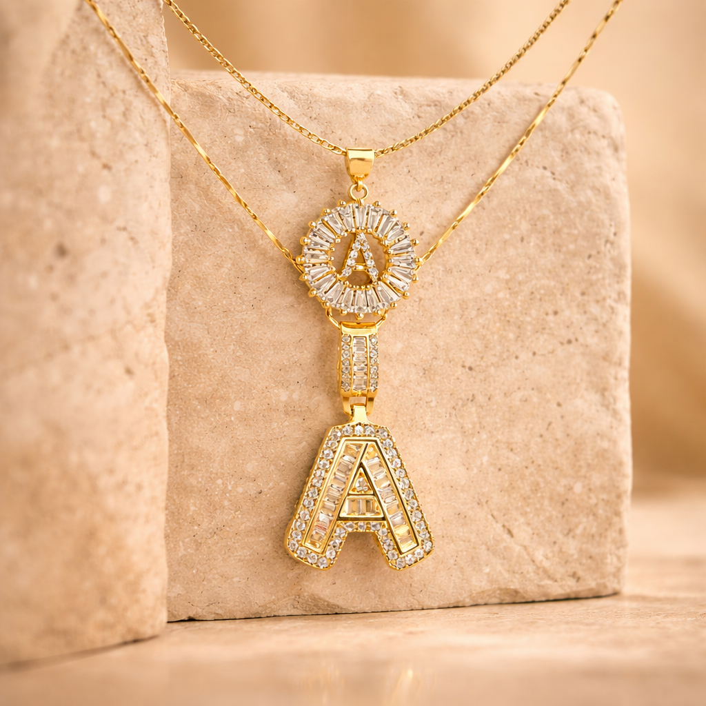 18K Gold Initial Duo Necklace
