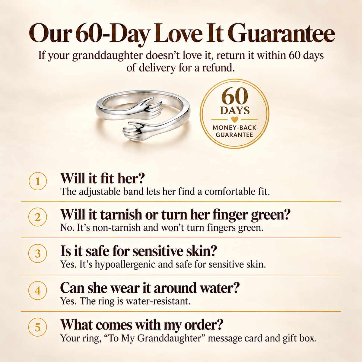 To My Grand-Daughter Hug Ring
